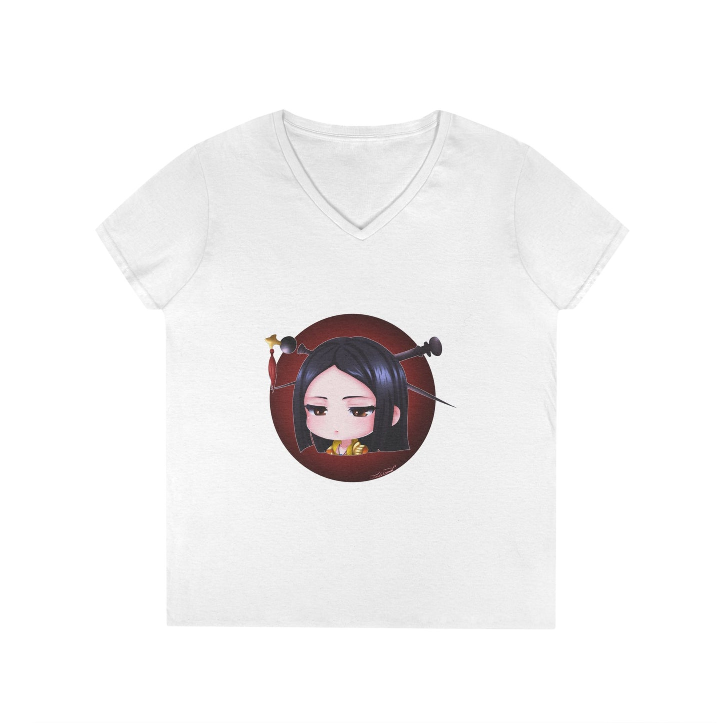 🌸Amaterasu Chibi - Ladies' V-Neck T-Shirt - SMITE 2 🌞